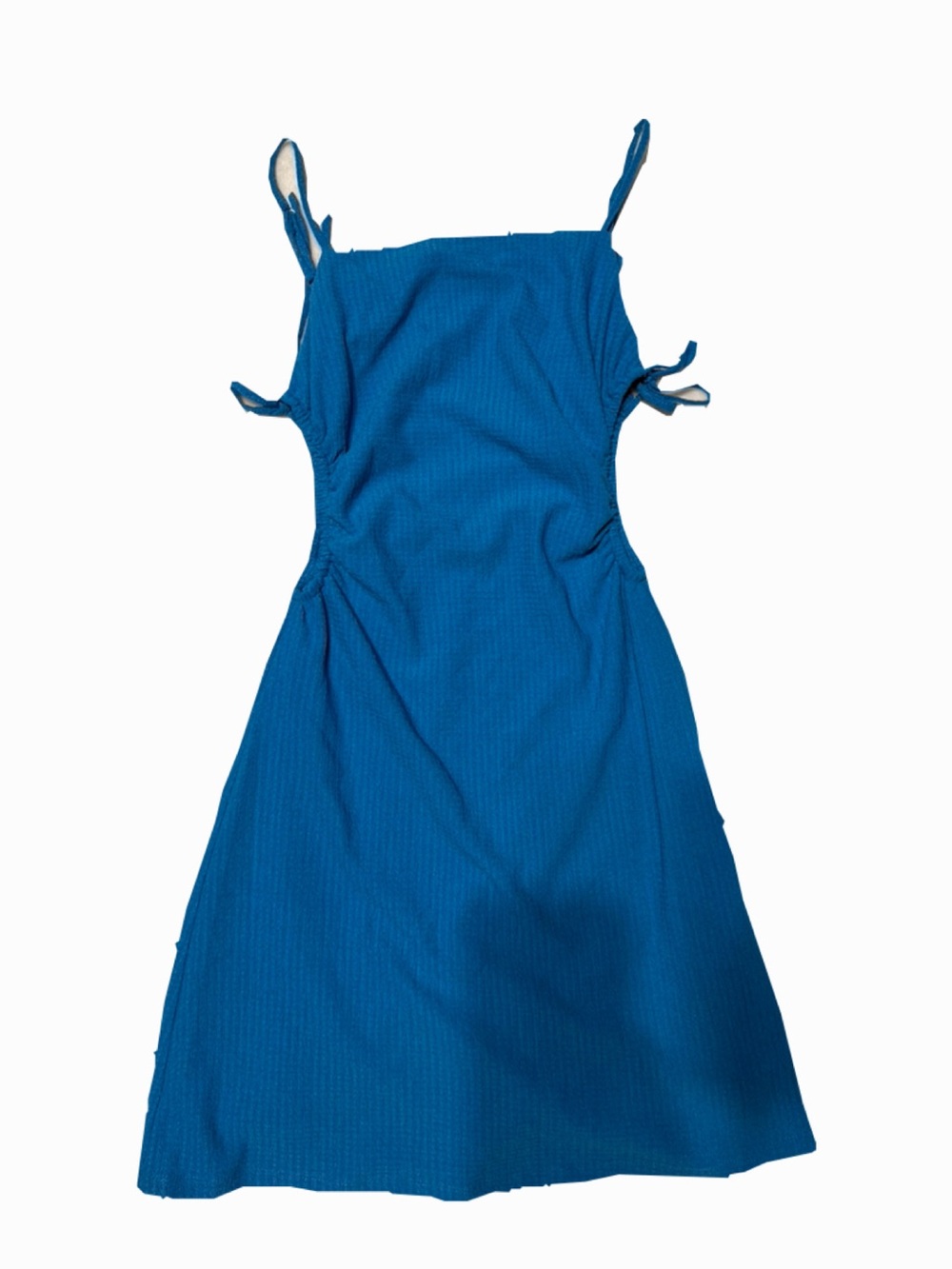 Sleeveless Royal Blue Midi Dress with Tie Straps